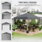 Outsunny 3 X 3 M Pop Up Gazebo, UPF 30 With 2 Sidewalls, Leg Weight Bags And Wheeled Bag, Height Adjustable Party Tent Event Shelter For Garden, Patio, Dark Grey