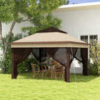 Outsunny 3 X 3m Pop Up Gazebo, Height Adjustable Instant Event Shelter With Netting And Carrying Bag, Beige